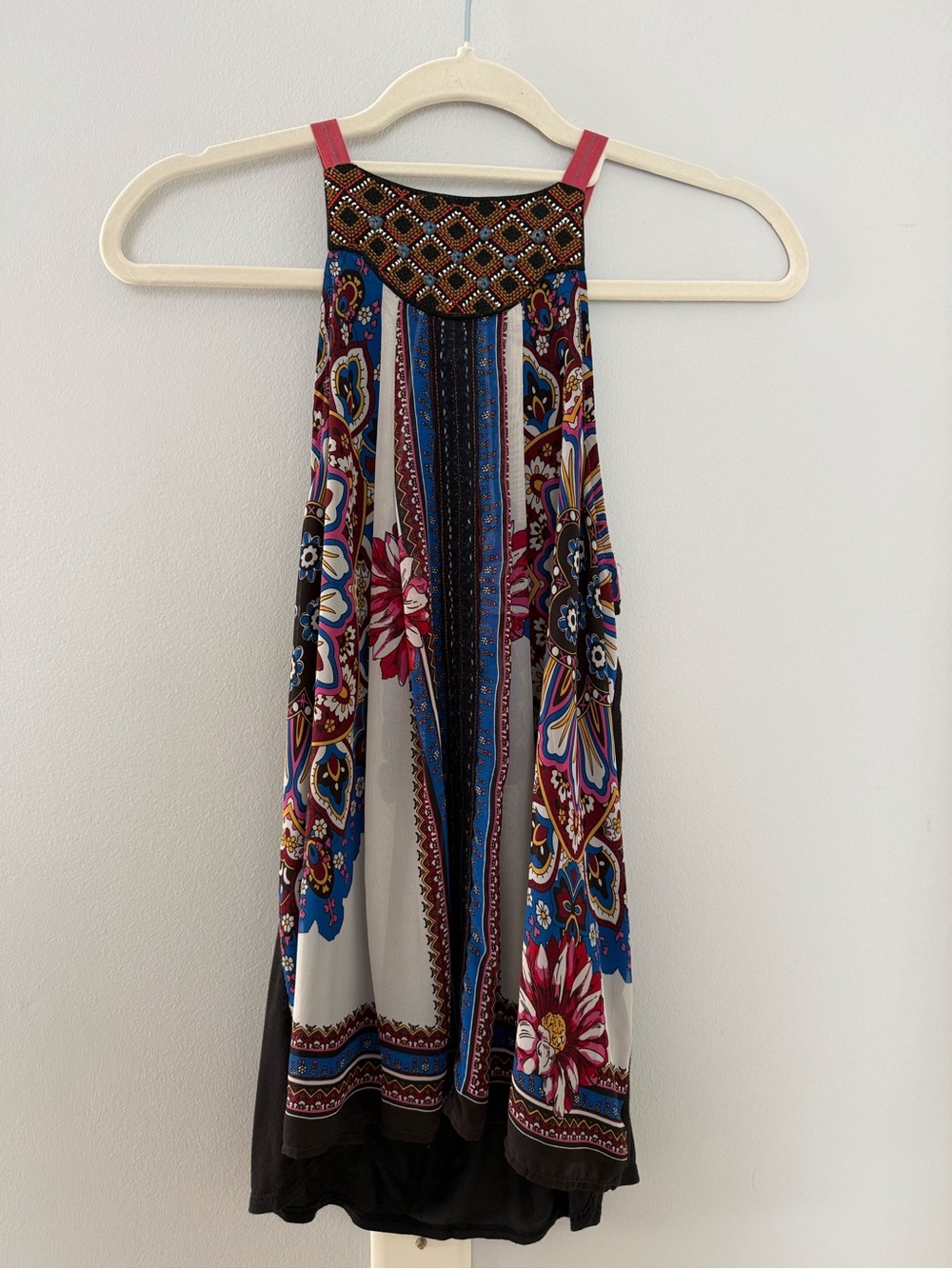 Anthropologie Multicolor Boho Halter Camisole - White, Blue & Purple